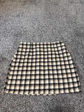 Windsor Black and Cream Plaid Mini Skirt